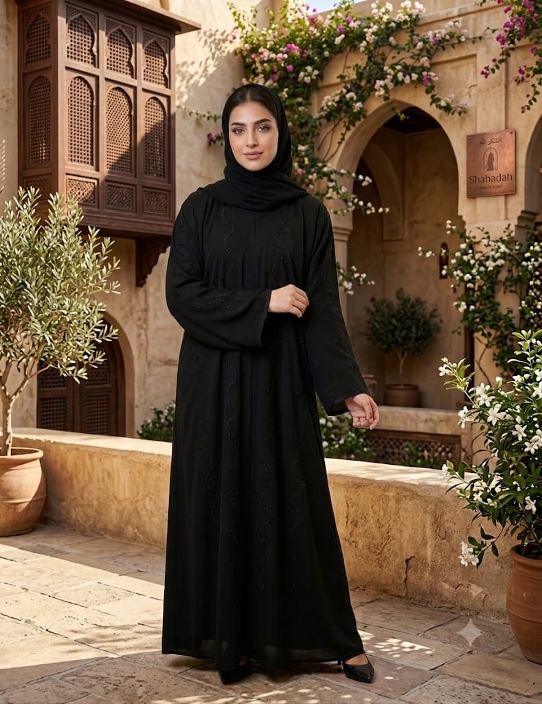 Embroidery Husna Black Abaya